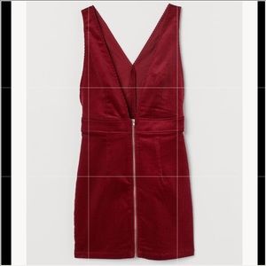 H&M Divided Corduroy pinafore dress in burgundy
